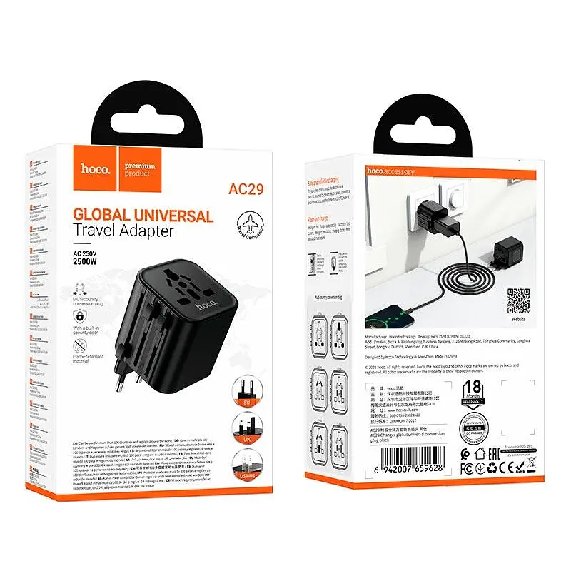Перехідник для всіх розеток Hoco AC29 Changer global universal conversion plug - фото 7