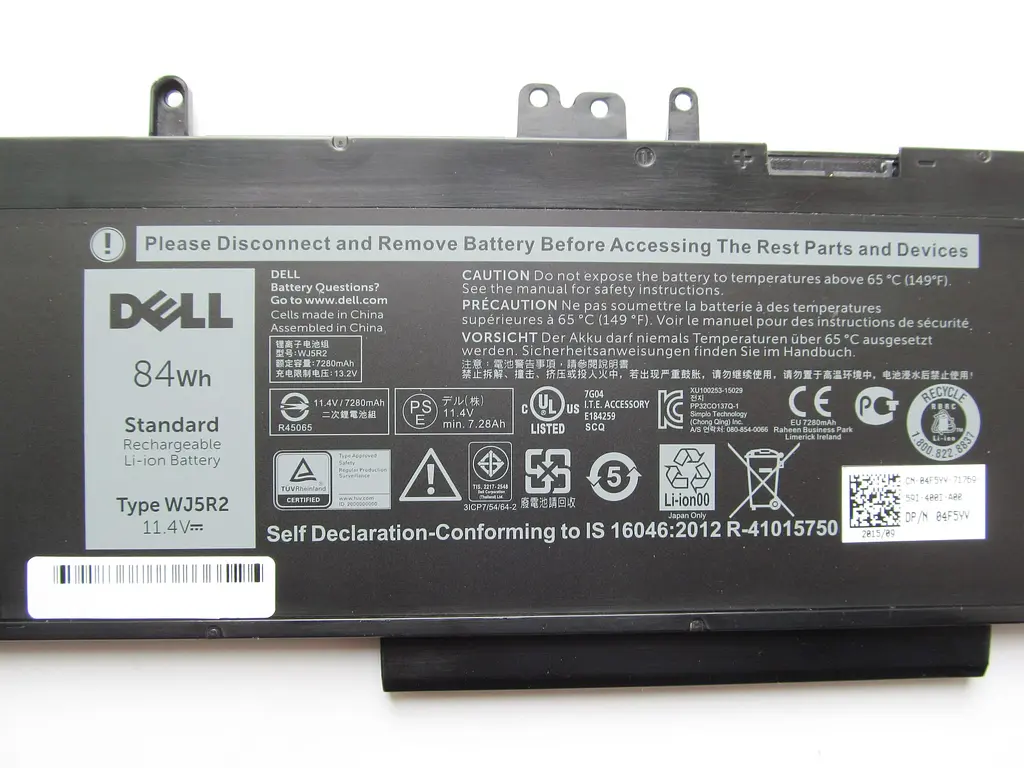 Акумулятор для ноутбука Dell Latitude E5570 WJ5R2, 84Wh (7280 mAh), 6cell, 11.4V, Li-ion, чорний - фото 2
