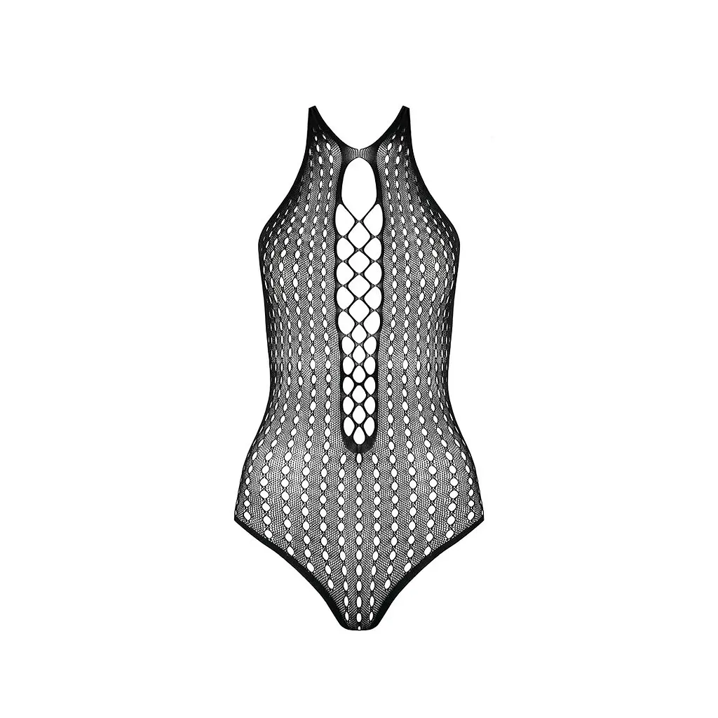 Бодістокінг з декольте Passion BS088 black, імітація корсетної шнурівки - фото 5