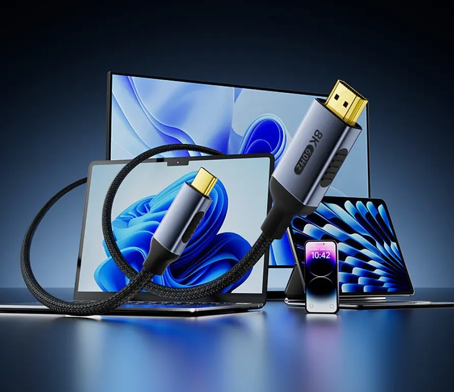 Кабель-перехідник Digital ZX145 USB Type-C - HDMI 8K 60Hz 2 м Чорний (HDMIC8K-2m) - фото 3