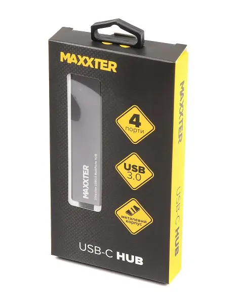 Розгалужувач-хаб 4xUSB 3.0 Type-C на 4 порти Maxxter HU3С-4P-02, метал - фото 2