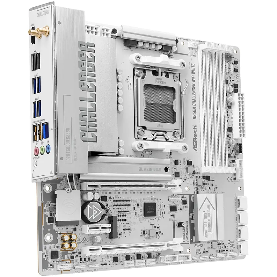 ASRock B850M CHALLENGER WIFI WHITE (AM5/B850, 4*DDR5, 2xPCIex16, HDMI, 4xSATA,2xM.2, 2.5GLan, mATX) - фото 6