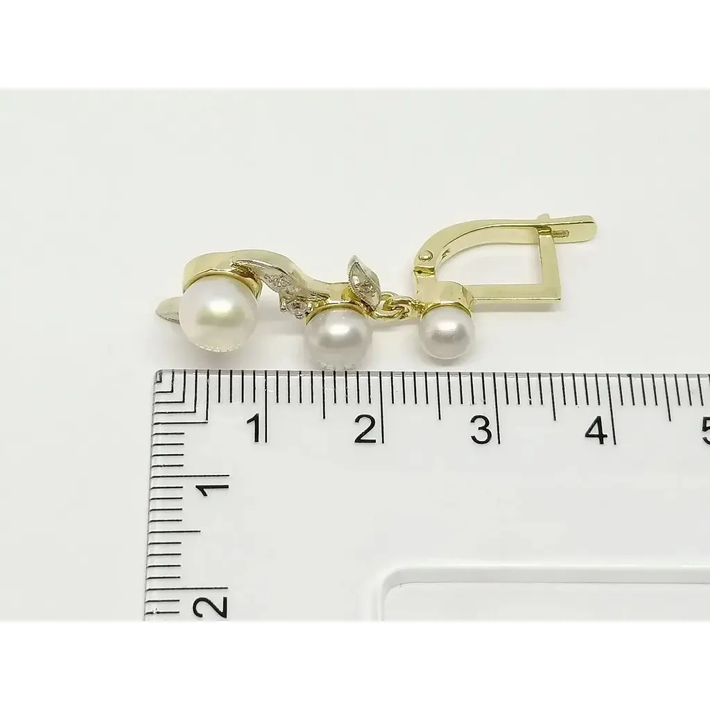 Золоті сережки Геліос з діамантами і перлами. Артикул 203108 - фото 4