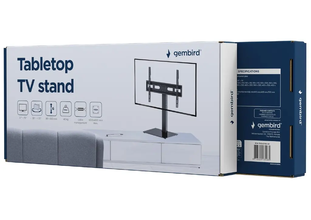 Настольная подставка под телевизор Gembird TVSD75S01 37-75 дюйма Black - фото 5