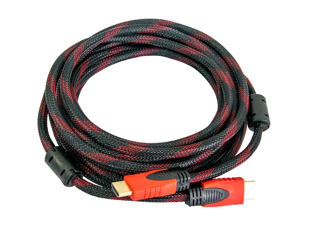 Кабель HDMI - HDMI 15 метрів 1.4 тканинна обплетення (чорно червоний) - фото 3