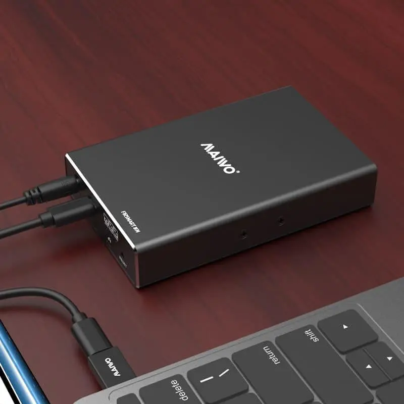 Зовнішня кишеня Maiwo внеш. для 2*HDD 2.5" SATA/SSD до 9,5мм через USB3.1 GEN2 Type-C, RAID 0,1, JBOD, алюм (K25272C) - фото 7