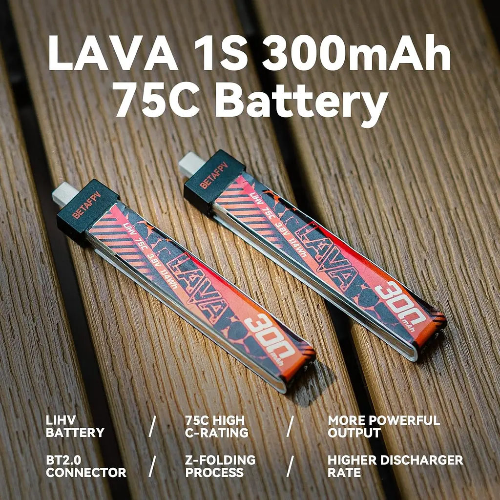 Акумулятор BetaFPV Lava 1S 300 mAh 75C 3.8V LiHV LiPo BT2.0 FPV для Cetus X, Cetus Pro, Meteor (18765) - фото 3