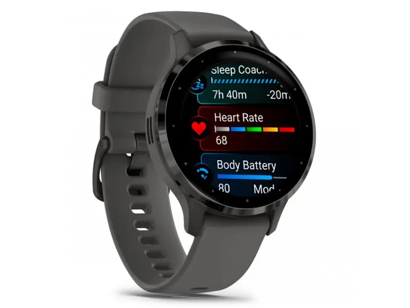 Смарт-годинник Garmin Venu 3S Slate S. Steel Bezel w. Pebble Gray Case and S. Band (010-02785-00)