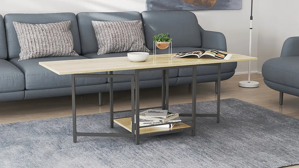Стол журнальный трансформер Куб Комбо Ferrum-decor 540x532x500 Черный металл ДСП - Дуб Сонома 16 мм (FRD-105153) - фото 9