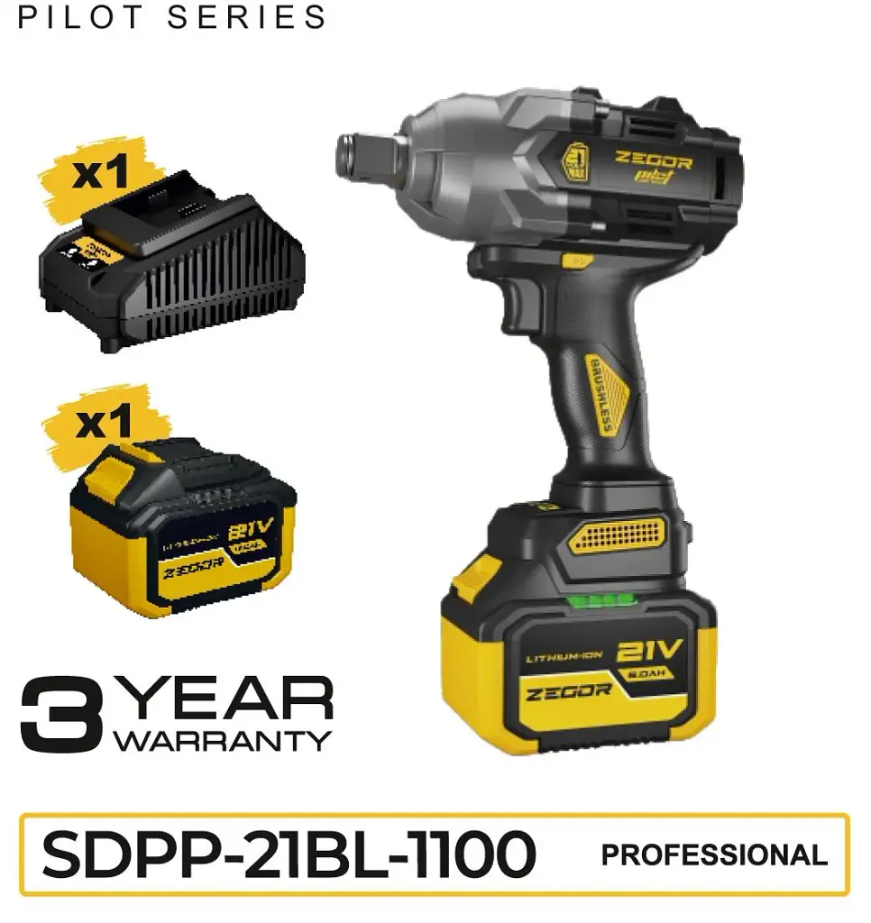 Гайковерт ударний акумуляторний Zegor SDPP-21BL-1100 21V Profesional/безщітковий двигун/реверс/з підсвічуванням - фото 10