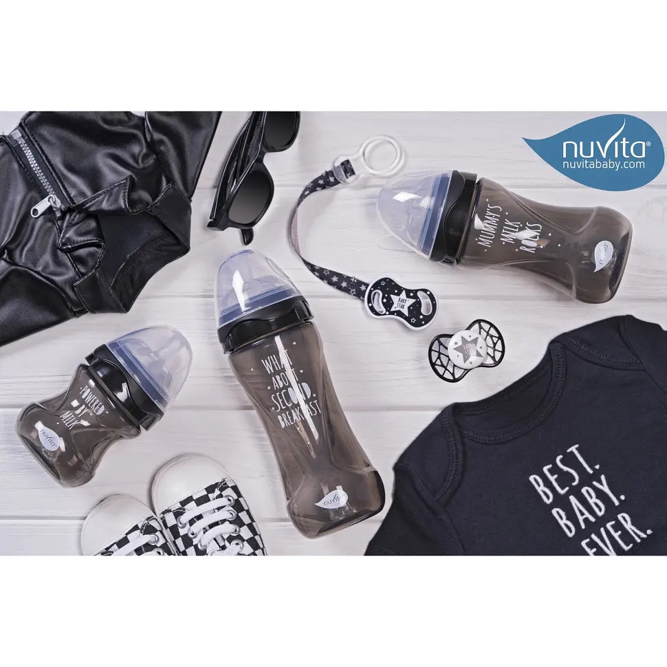 Детская бутылочка Nuvita 6012 Mimic Cool антиколиковая 0+ 150 мл черная NV6012BLACK - фото 5