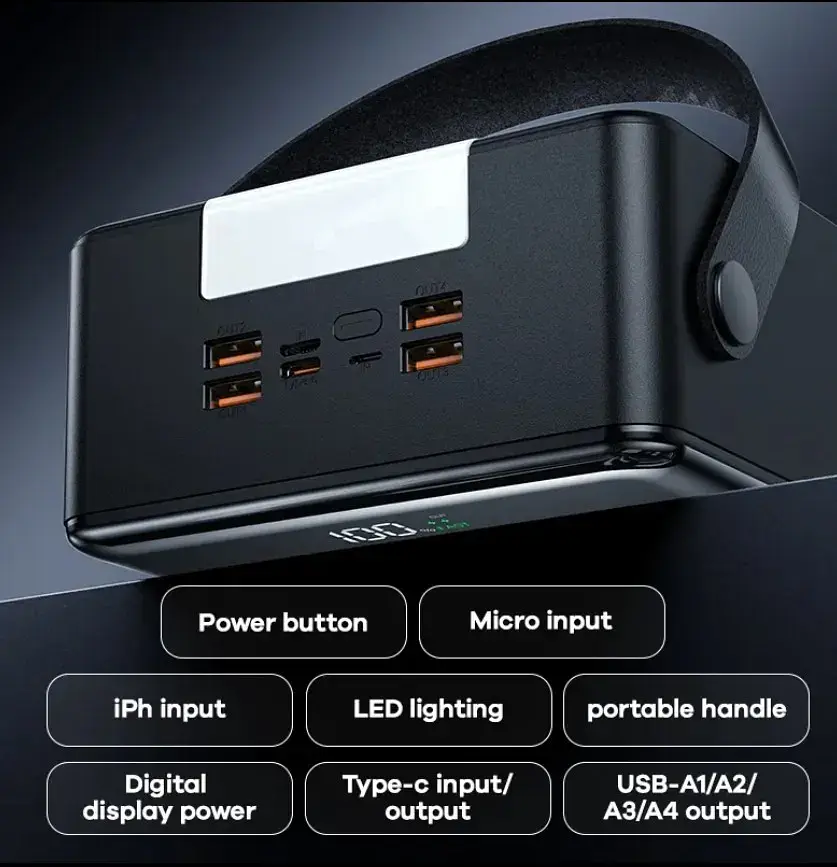 Повербанк Remax FP-1 100000mAh 27W + 22.5W Power Bank Black - фото 2