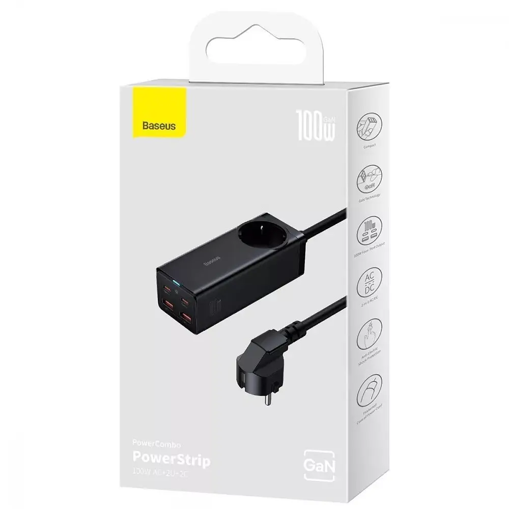 Зарядное устройство для Baseus GaN3 Pro Desktop Powerstrip AC+2U+2C 100 W PSZM000401 черный - фото 3