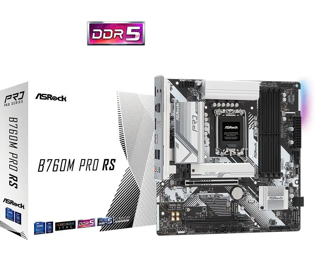 Материнська плата AsRock B760M Pro RS (B760M PRO RS) (Socket 1700, Intel B760, Micro-ATX) - фото 5