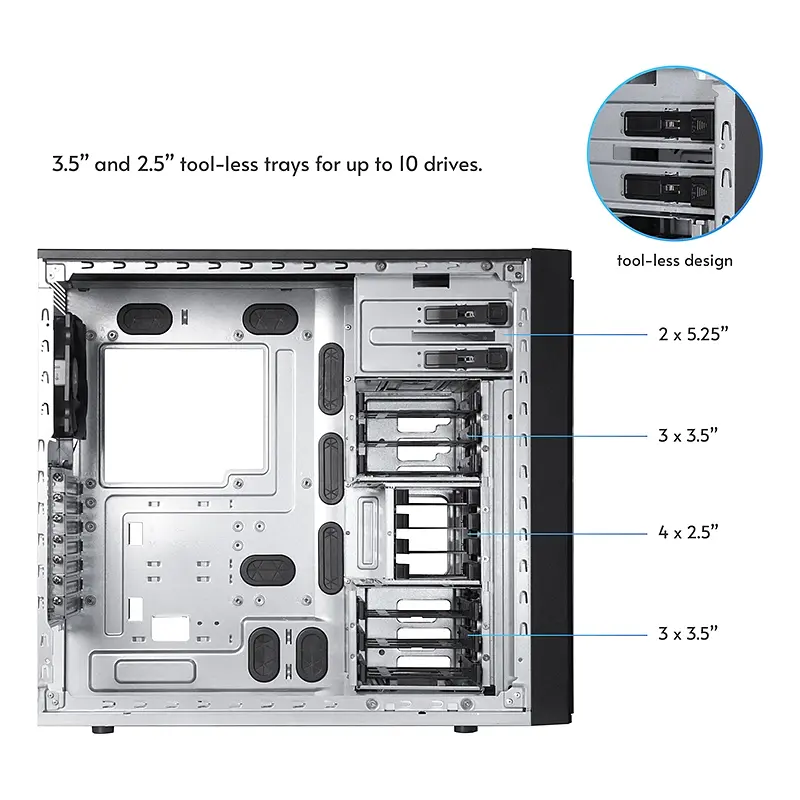 Корпус Chieftec UNI BW-01B-OP без БЖ 1x USB Type C 1 x USB3.0 ATX Black - фото 8