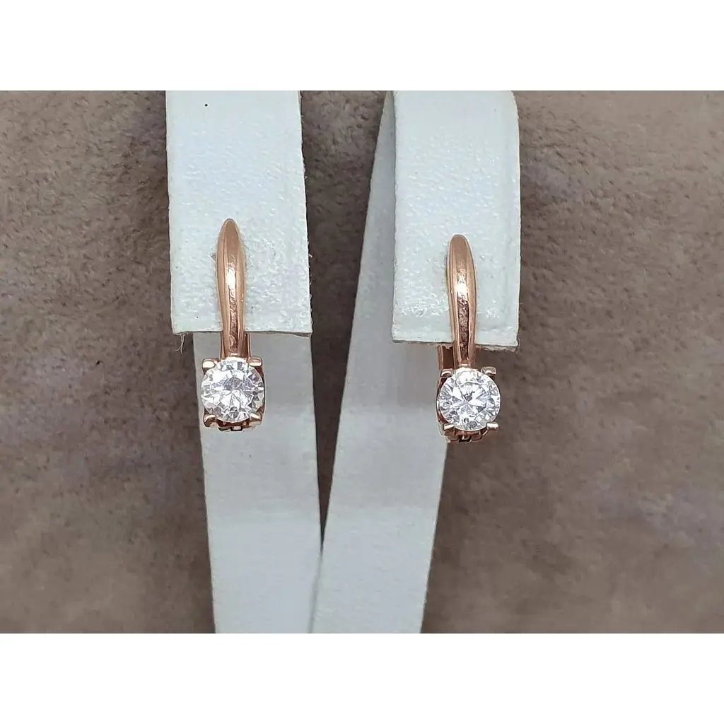 Золоті сережки Qvaliz з фіанітами. С00688Р - фото 4