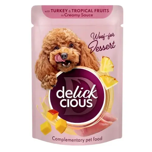 Вологий корм для собак Delickcious з індичкою та тропічними фруктами у вершковому соусі 80 г x 12 D6211501 - фото 3