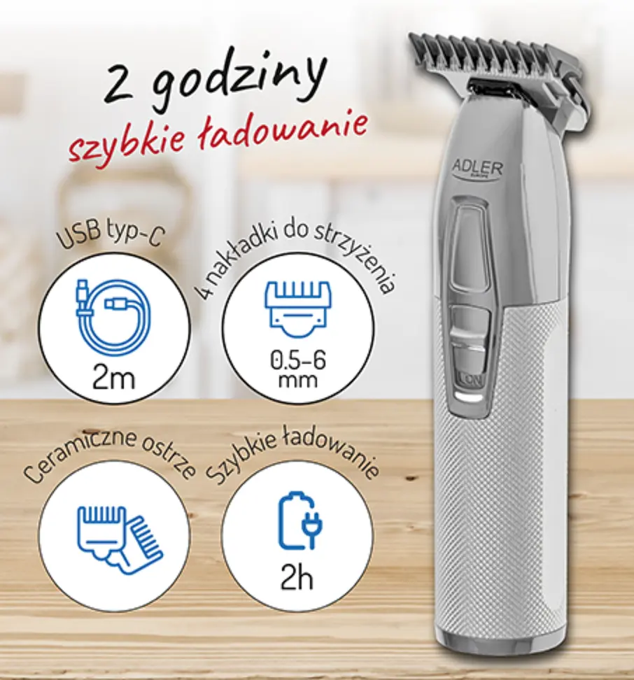 Профессиональный триммер для бороды Adler AD 2836s USB - фото 5