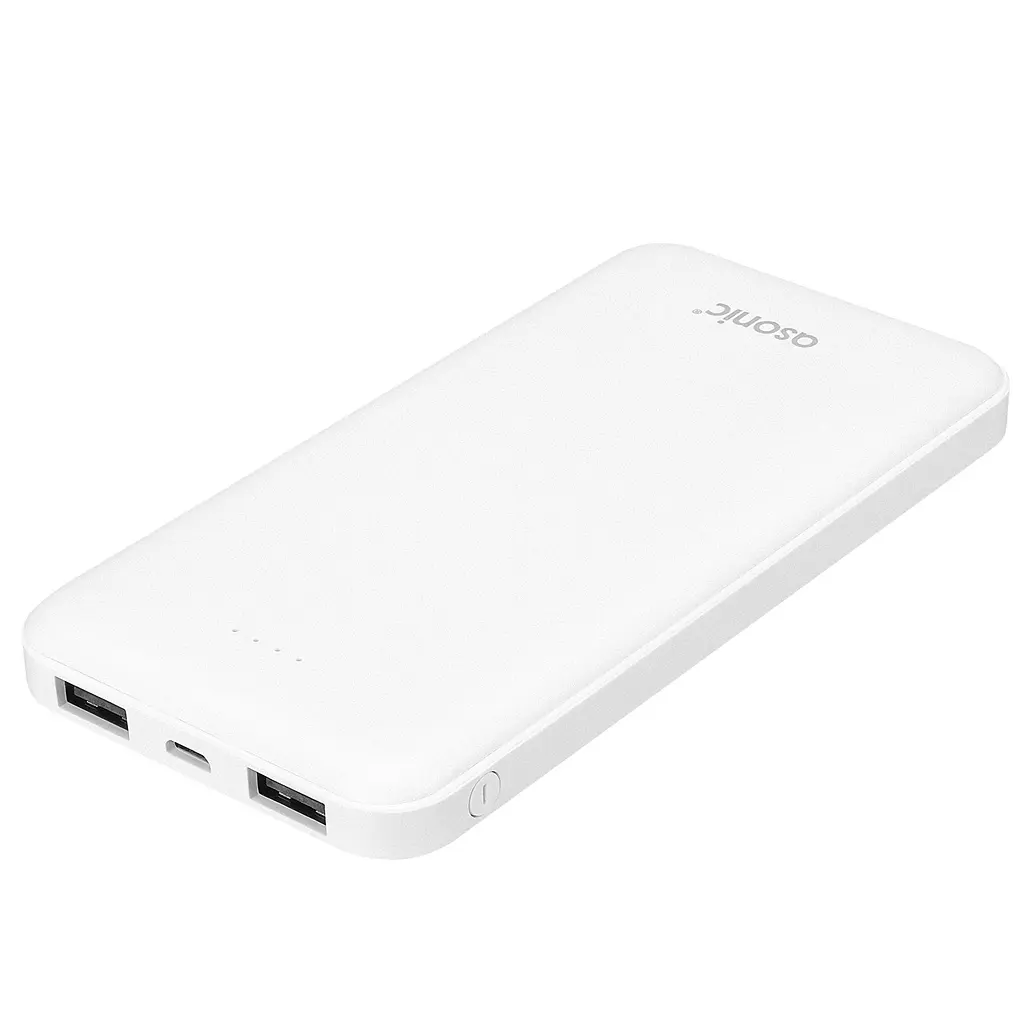 Повербанк 10000mAh портативний зарядний пристрій зовнішній акумулятор 2*USB POWER BANK Asonic AS-P10 білий - фото 2
