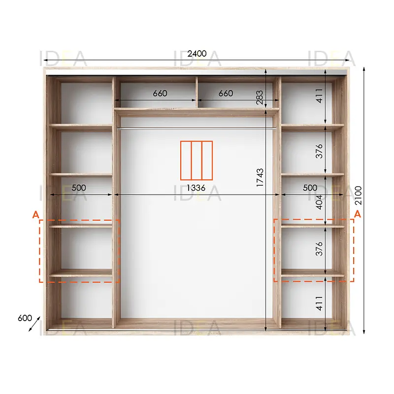 Шафа-купе Idea серія 7 240 x 60 x 210 см Дуб сонома Дзеркало - фото 2