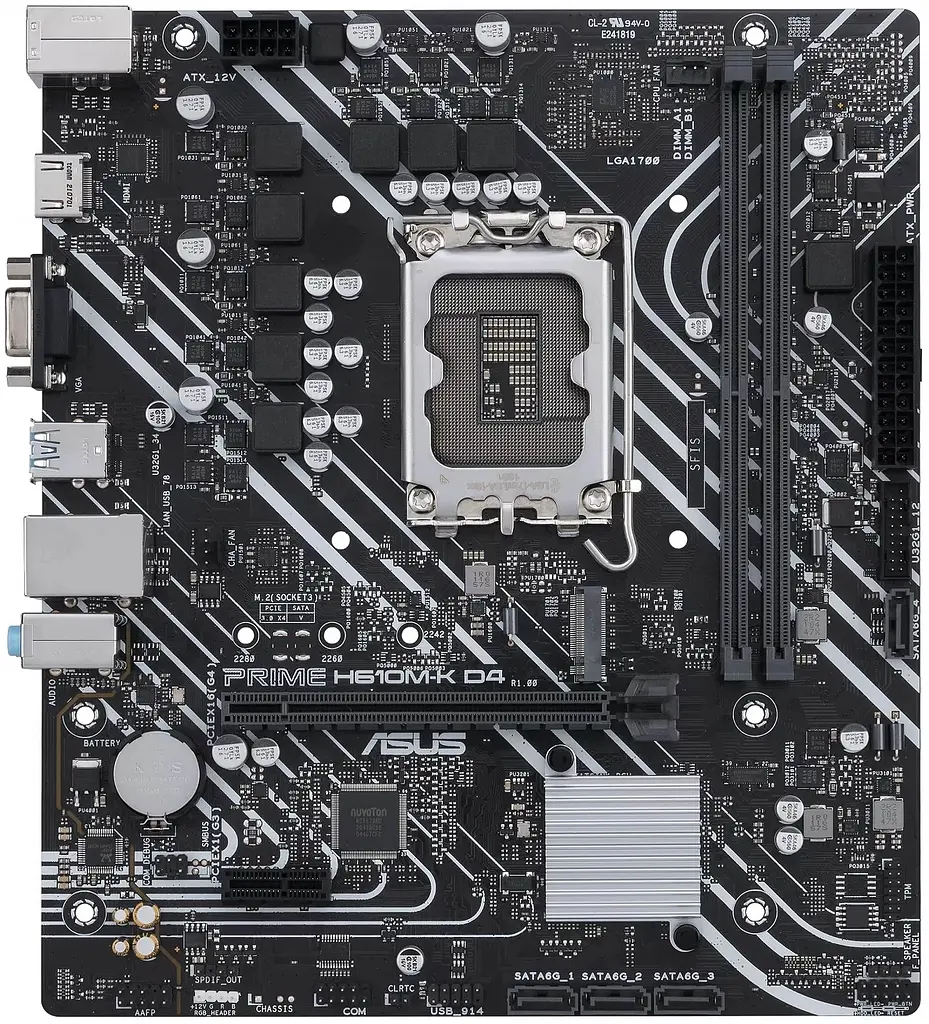 ASUS Материнська плата PRIME H610M-K D4 s1700 H610 2xDDR4 M.2 HDMI-VGA mATX