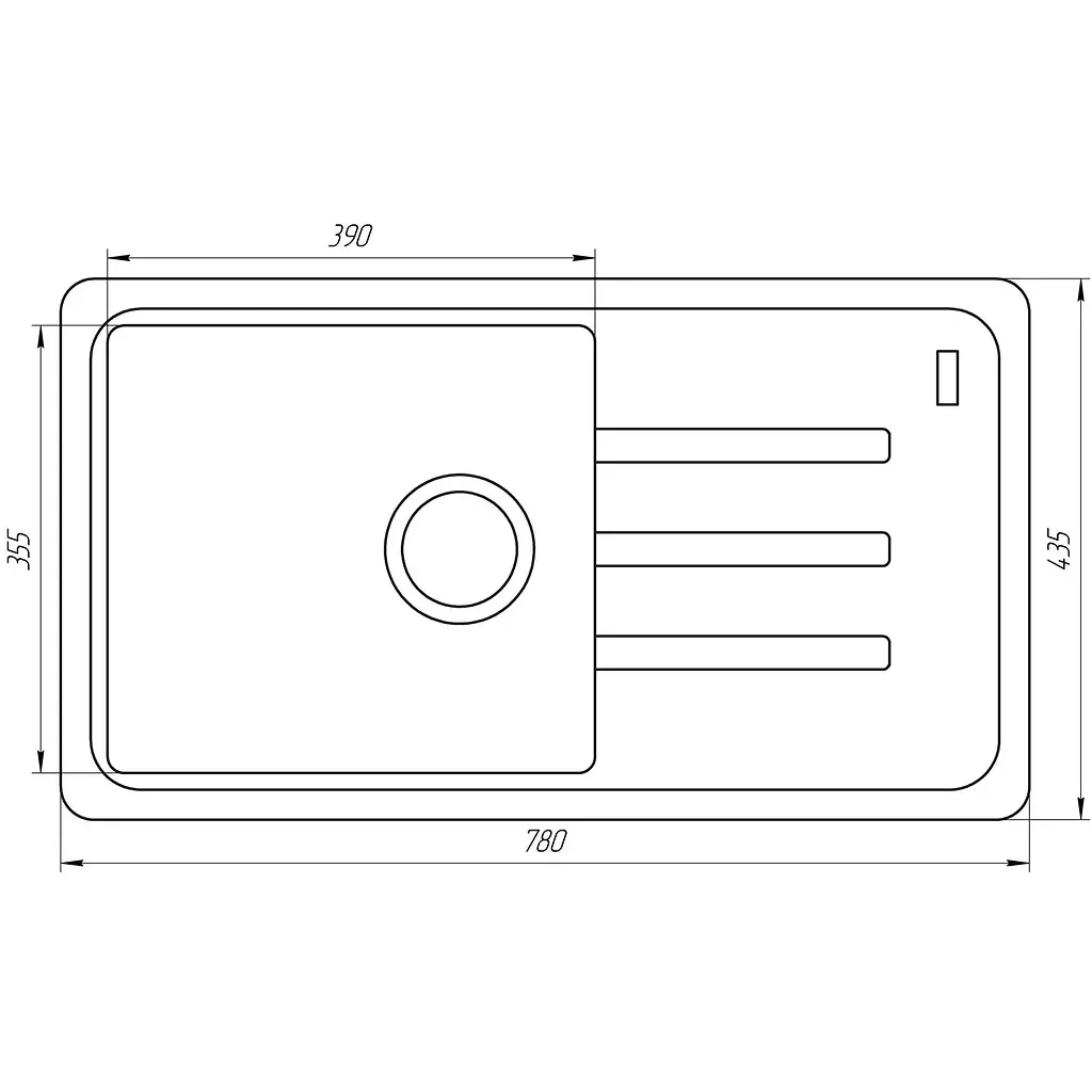 Гранітна мийка Globus Lux Lugano графіт 780x435мм-А0001 - фото 5