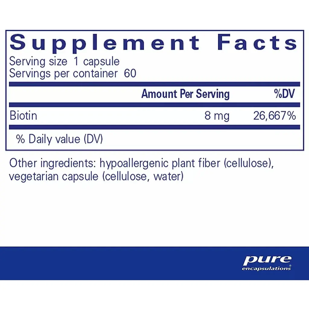 Біотин Pure Encapsulations 8 мг 60 капсул - фото 2