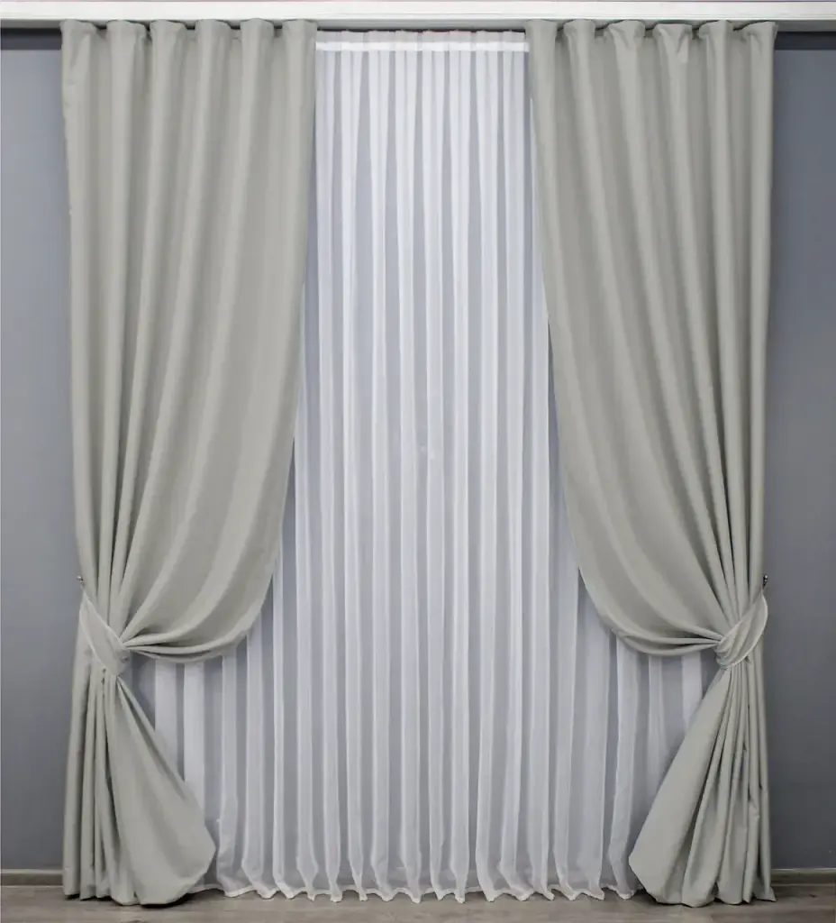 Комплект штор VR-Textil Midnight блекаут 2 шт 150x290 см світло-сірий (1670ш) - фото 2