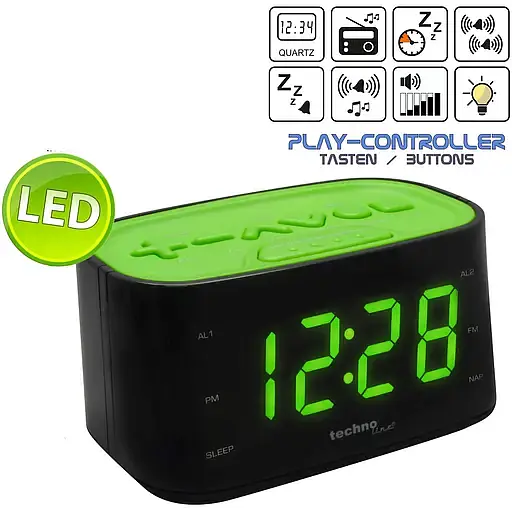Годинник настільний з радіо Technoline WT465 Black/Green (WT465 grun) - фото 5