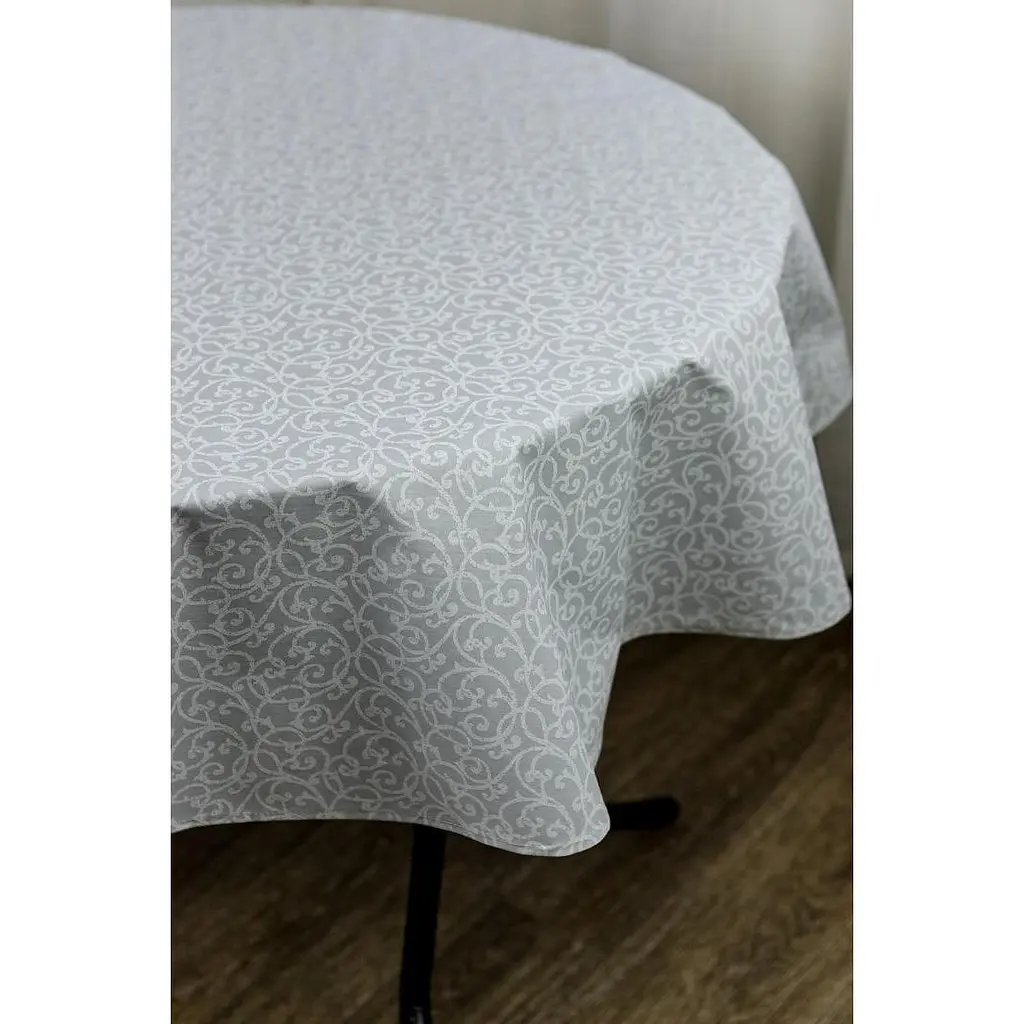 Скатертина Прованс Simfoni Айс Вензель кругла D-180 см сіра (33850) - фото 2