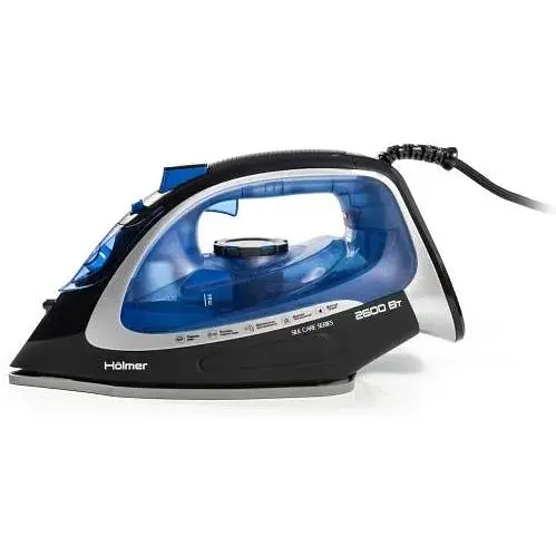 Утюг Holmer HIC-2640, Blue/Black, 2600W, керамика, паровой удар 140 г/мин, постоянная подача пара 40 г/мин, вертикальная отпарка, очистка от накипи - фото 2