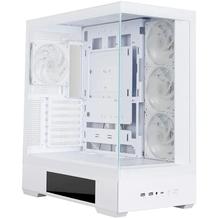 Корпус Zalman P40 DS, White, Mid Tower, без БЖ, для ATX / Micro ATX / Mini ITX, 1xType-C / 2xUSB 3.0, макс. CPU - 165 мм / VGA - 420 мм, 4x120 мм ARGB, бічна та передня панелі із загартованого скла, LCD екран (CPU / GPU / Time) - фото 2