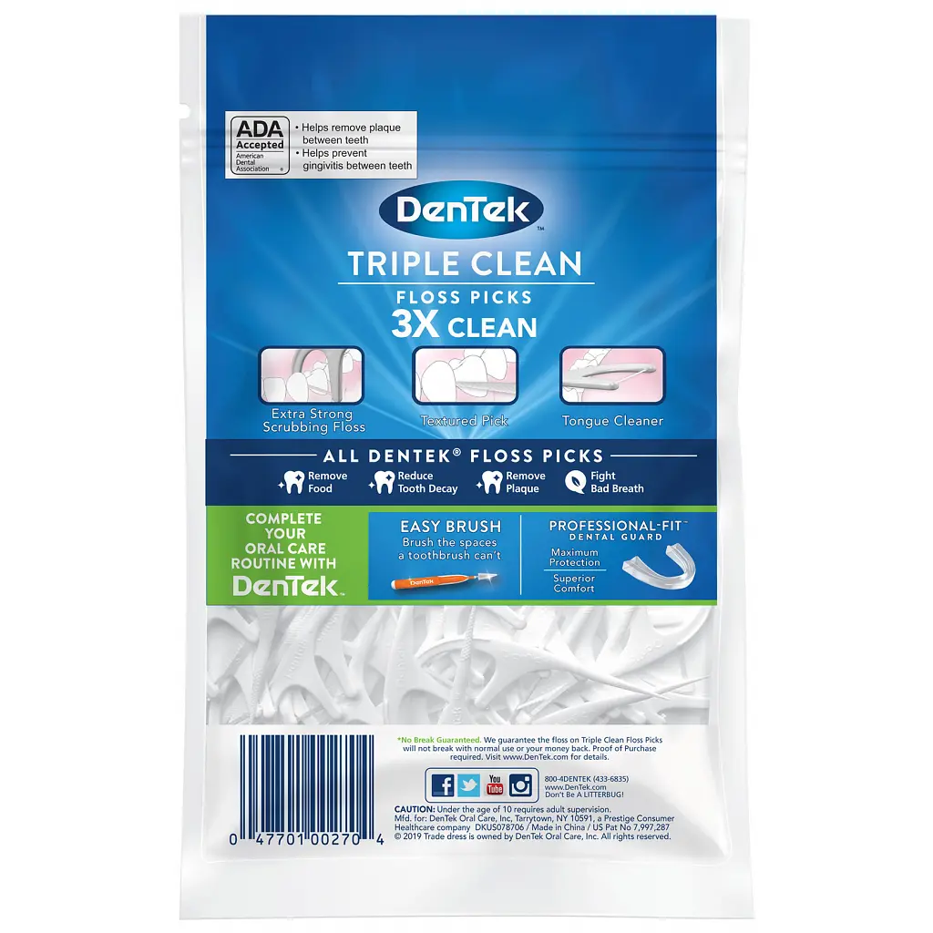 Флос-зубочистки DenTek Потрійне очищення 150 шт. (047700019055) - фото 2