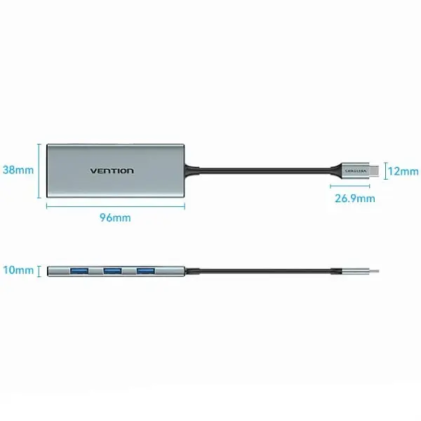 Док-станція USB3.1 Type-C --> HDMI/USB 3.0x3/SD/TF/PD 100W 7-in-1 Vention - фото 5