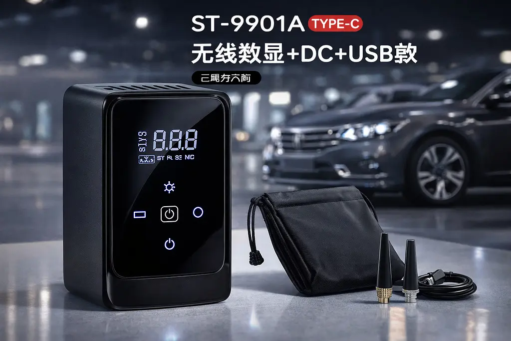 Автомобільний компрессор Car Air Pump + павер банк + ліхтар Model:901А - фото 4