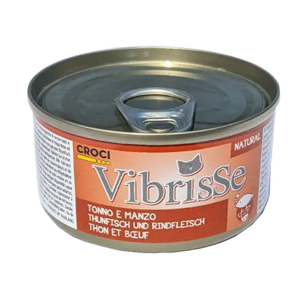 Вологий корм для котів Vibrisse тунець та яловичина, банка 70 г