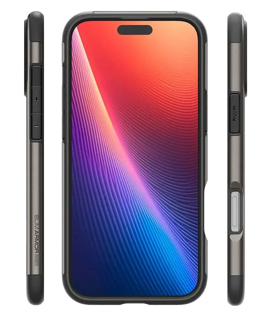 Оригінальний протиударний чохол для iPhone 16 Pro Max Spigen Slim Armor MagSafe Gunmetal ACS08033 з підставкою (MagFit) - фото 10