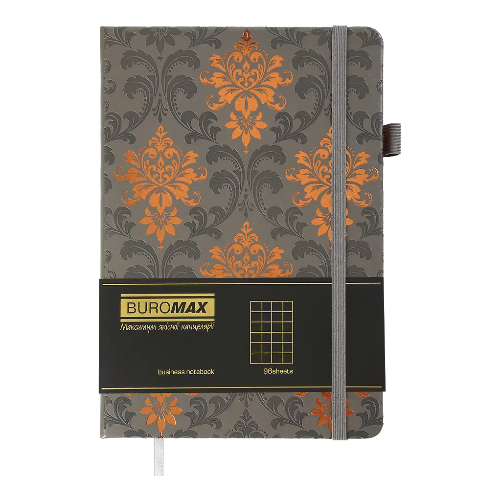 Блокнот деловой Buromax Royal А5 96 л. в клеточку обложка искусственная кожа серый (BM.295125-09) - фото 2