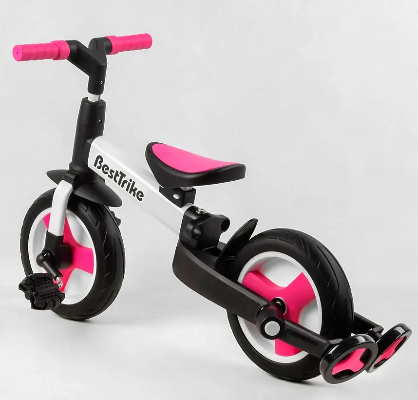 Велосипед-трансформер 55475 Best Trike колеса PU 10’’, родительская ручка, съемные педали, в коробке (6989228360049) - фото 6
