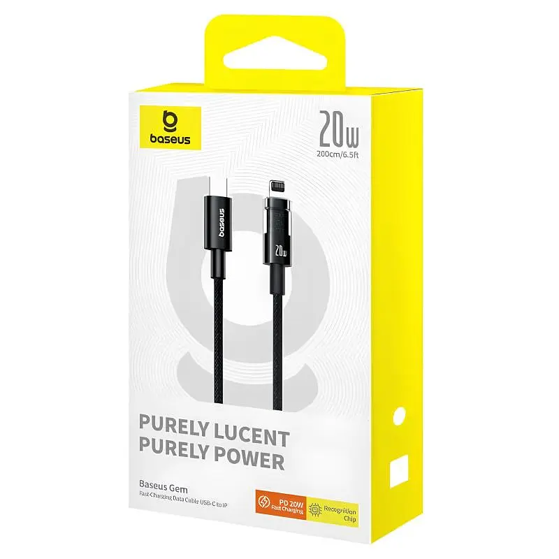 Дата кабель Baseus Gem Fast Charging Type-C to Lightning 20W (2m) (P10373001211-01) Cluster Black - фото 4