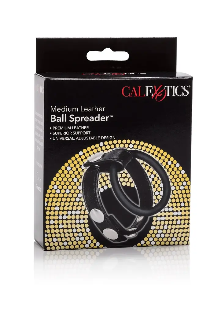 Ерекційне кільце Calexotics Medium Leather Ball Spreader, 5 см (чорний) - фото 2