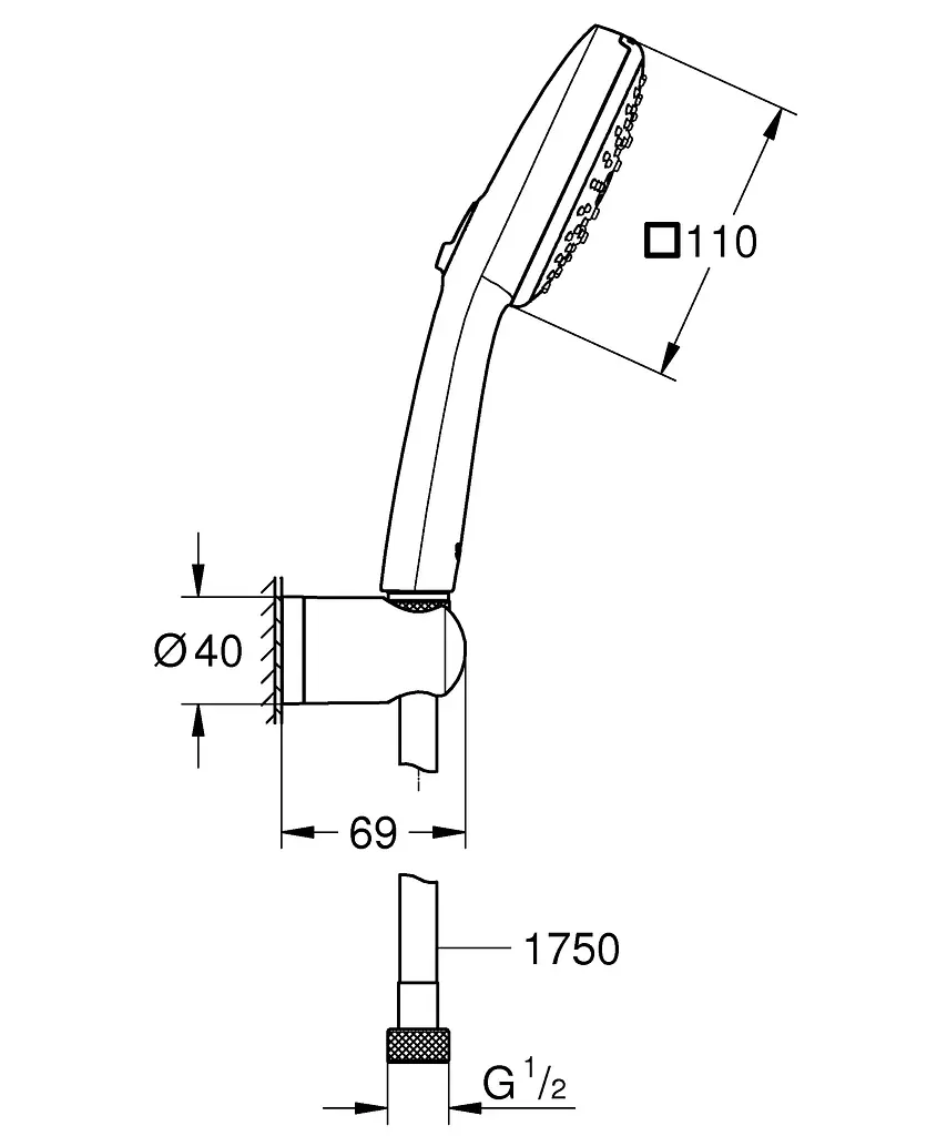 Душовий гарнітур Grohe Vitalio Comfort 3 режими струменя 110 26176001, Хром - фото 4