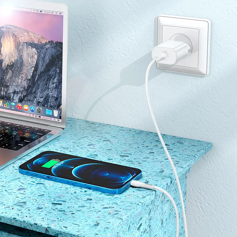 МЗП Hoco N22 Jetta PD25W (1USB-C) + кабель Type-C to Lightning Білий - фото 5