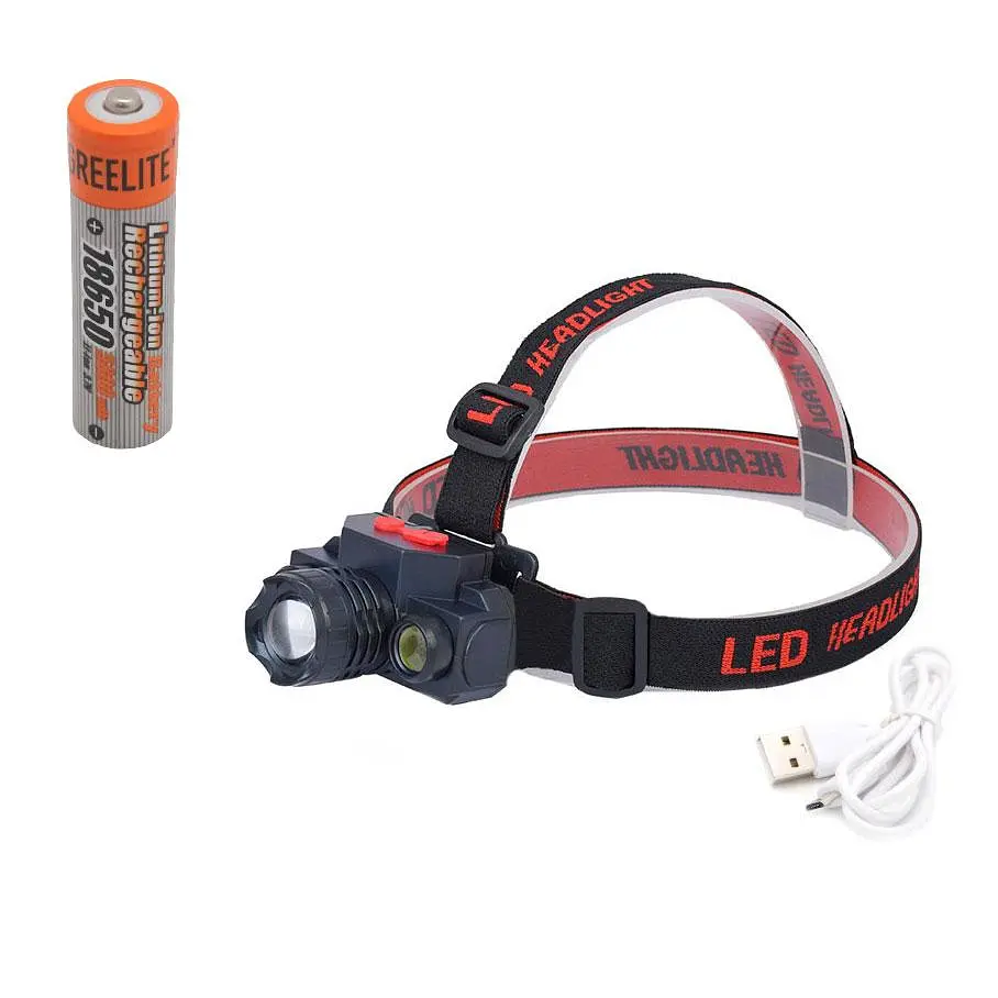 Комплект налобный фонарь КХ-1805 и аккумулятор GreeLite Li-ion 18650 3.7V (5800 mAh), аккумуляторный фонарь - фото 2
