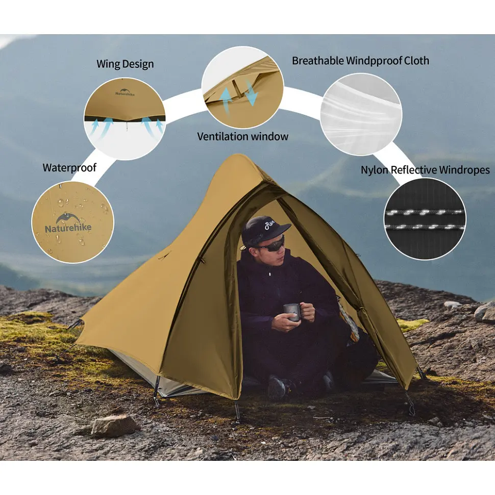 Намет двомісний Naturehike Cloud Up Pro CNK2350WS020, коричневий - фото 5