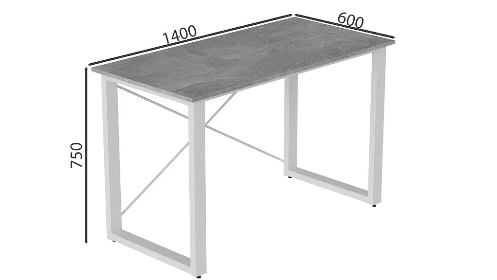 Письмовий стіл Ferrum-decor Драйв 750x1400x600 Білий метал ДСП Бетон 16 мм (FRD-103149) - фото 4