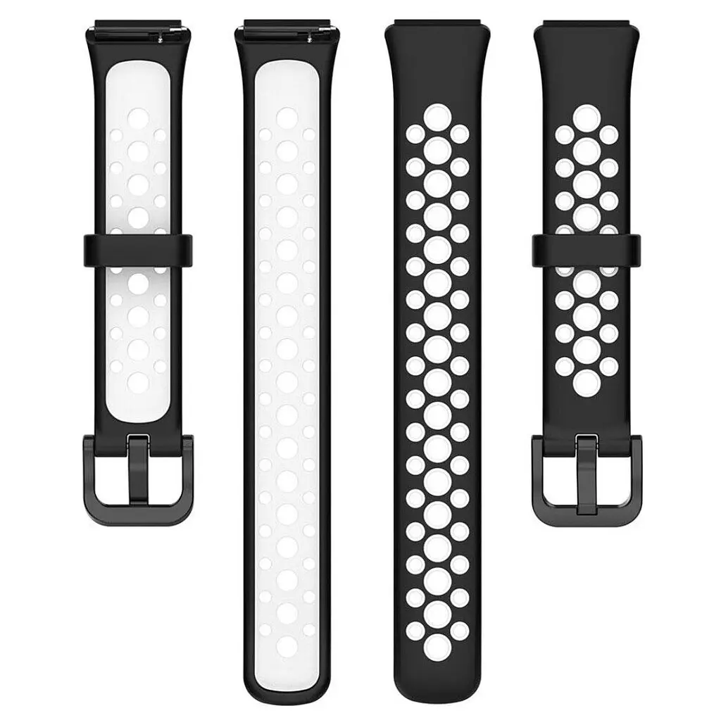 Силиконовый ремешок Primolux Perfor Classic для фитнеса браслета Huawei Band 7- Black White - фото 5
