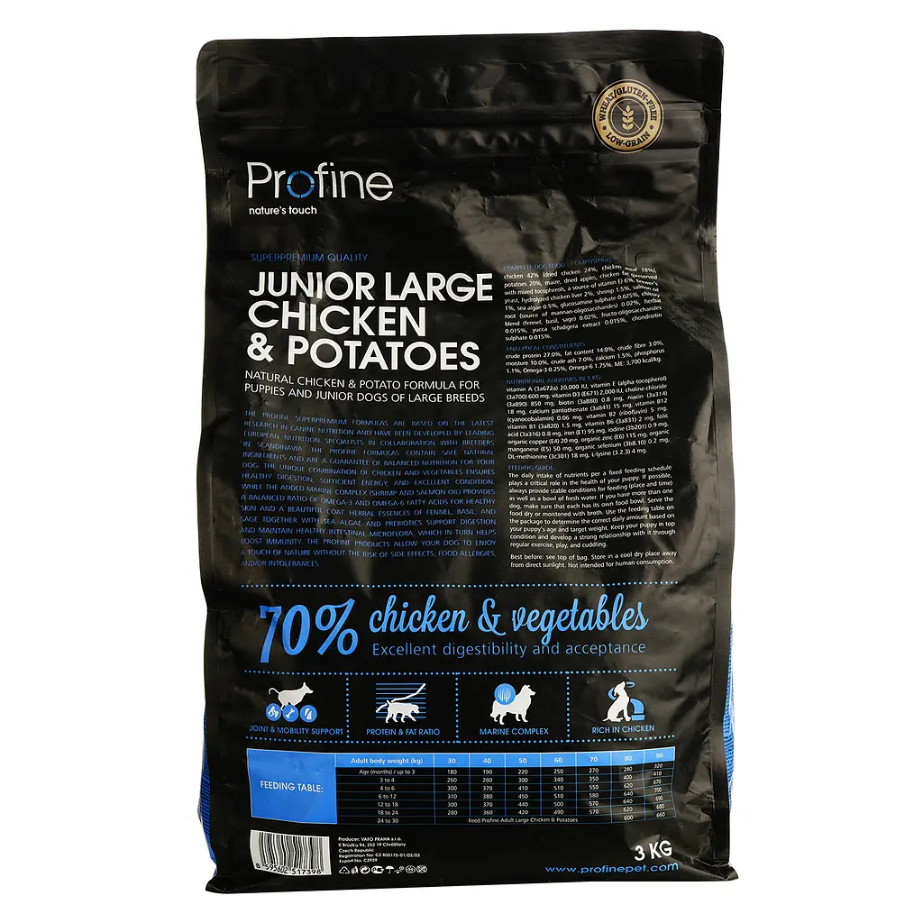 Сухой корм для щенков и молодых собак Profine Junior Large Chicken с курицей и картофелем 3 кг - фото 3