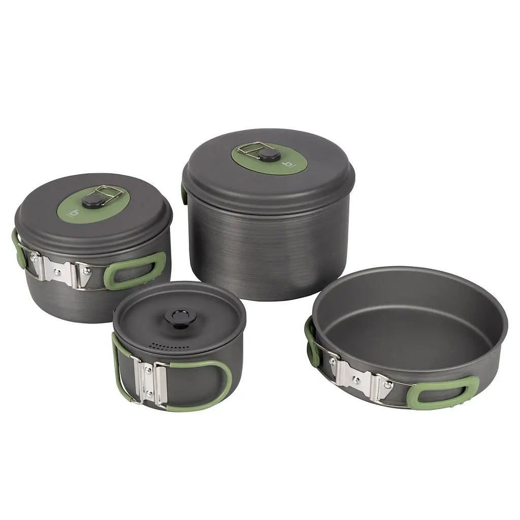 Набор посуды Bo-Camp Explorer 4 Pieces Hard Anodized Grey/Green (2200244) - фото 2