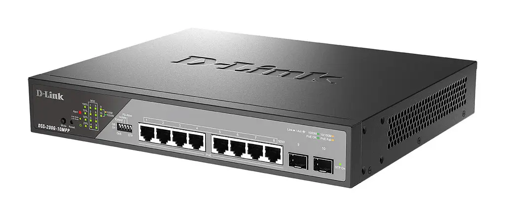Комутатор DSS-200G-10MPP 8xGE PoE, 2xSFP, 242Вт, Некерований D-Link teh0018203 - фото 4